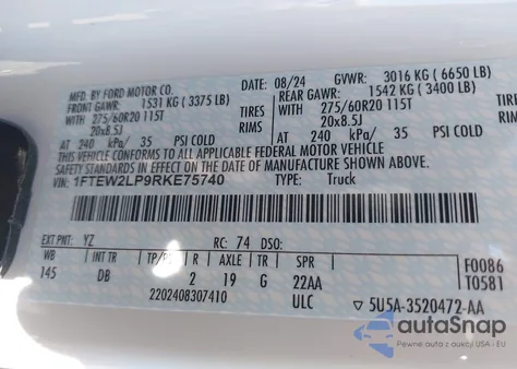 2024 Ford F-150 Stx from USA, damaged, VIN 1FTEW2LP9RKE75740